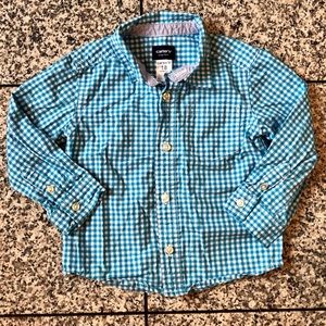 Like new! Carter’s Turquoise Gingham Shirt 18 mos